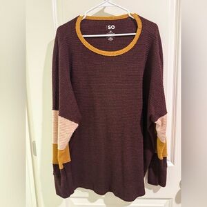 SO maroon  Crew Neck waffle knit